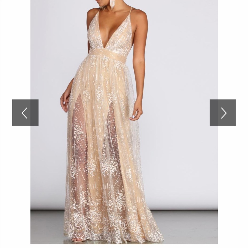 Windsor Light Gold Long Dress